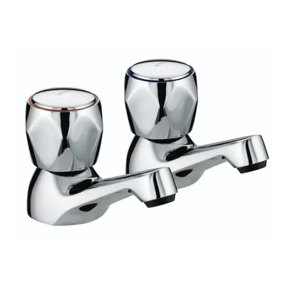 Bristan VAC 3/4 C MT Club Bath Taps with Metal Heads - Chrome Plated