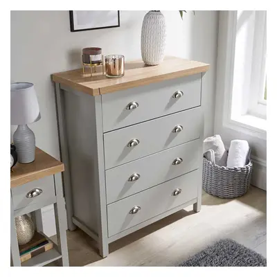 Grey Oak Drawer Chest of Drawers Storage Metal Cup Handles Two Tone