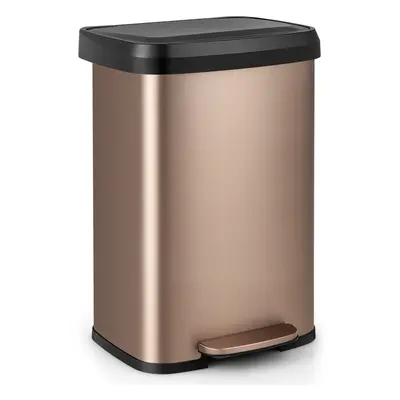 50L Rectangular Waste Bin Stainless Steel Step Trash Can Recycling