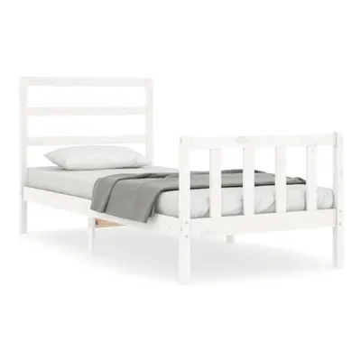 (white, x cm) vidaXL Bed Frame Bed Base Platform Bed with Headboard White Double Solid Wood