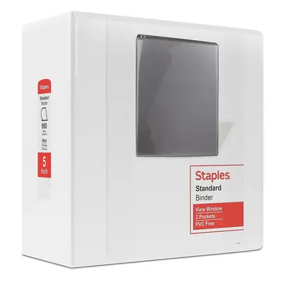 Staples Standard 5-Inch D 3-Ring View Binder White (26360-Cc)