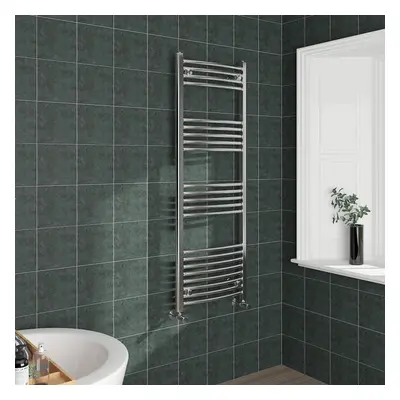 (1400x500mm, Chrome) NRG Curved Central Heating Towel Rail Bathroom Heated Rad Radiators Ladder 