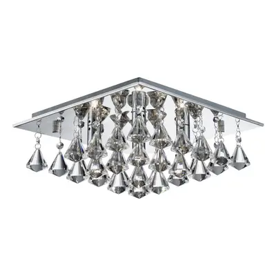 Elegant Square Flush Ceiling Light In Chrome