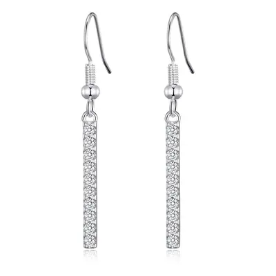 Philip Jones Silver Plated Crystal Bar Drop Earrings Created with Zircondia? Crystals