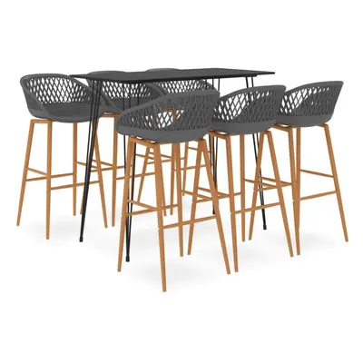 (black and grey, piece) vidaXL Bar Set Kitchen Dining Room Chair Stool Table 5/7 Piece Multi Col