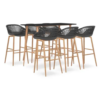 (black and grey, piece) vidaXL Bar Set Kitchen Dining Room Chair Stool Table 5/7 Piece Multi Col