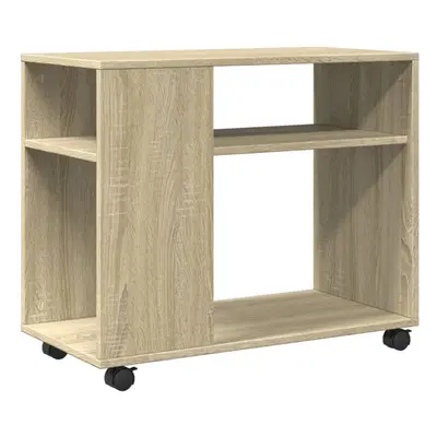 (sonoma oak) vidaXL Side Table with Wheels Hall Tea End Table Sofa Table Engineered Wood