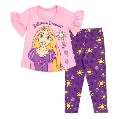 Disney Princess Rapunzel Toddler Girls T-Shirt and Leggings Outfit Set Believe In Dreams 3T