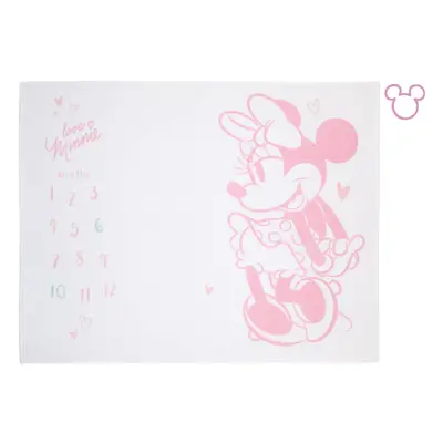 Disney Minnie Mouse White Pink and Aqua Super Soft Milestone Baby Bl