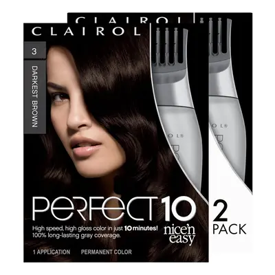 Clairol Nice'n Easy Perfect Permanent Hair Dye Darkest Brown Hair Color Pack of