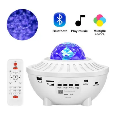 (White with Stripe) LED Starry Sky Projector Night Light Bluetooth Music Speaker Remote Galaxy L