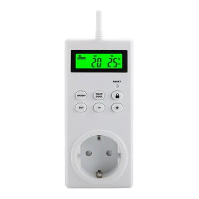 (EU Plug) Wireless Temperature Controller Temperature Adjustable Backlit LED Display Switch Time