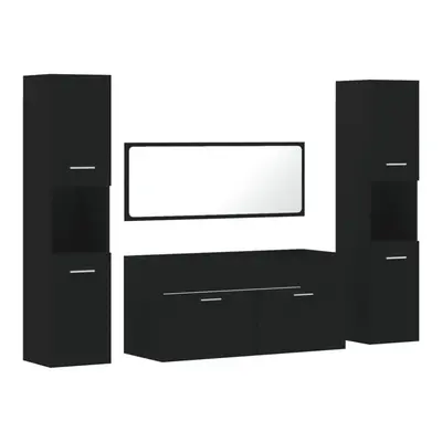 (black) vidaXL Bathroom Furniture Set Piece Cabinet Engineered Wood