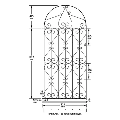 (991mm GAP X 1867mm High Galvanised) Regent Scroll Tall Garden Gates galvanised metal