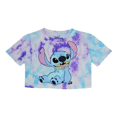 Junior Stitch Tie Dye Crop Top Disney Shirt for Girls Blue