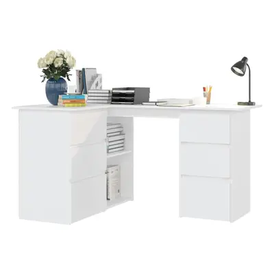 vidaXL Corner Desk White Engineered Wood Computer Table Laptop Workstation