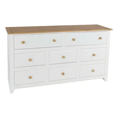 White Drawer Chest of Drawers Sideboard Storage Cabinet Solid Pine Top