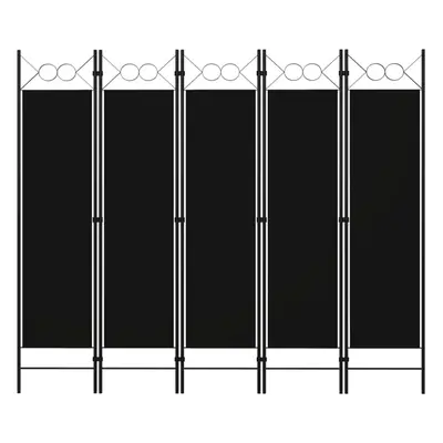 vidaXL 5-Panel Room Divider Black 200x180 cm Wall Partition Screen Separator