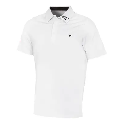 (M, Bright White) Callaway Golf Mens Chev Odyssey Moisture Wicking Recycled Polo Shirt