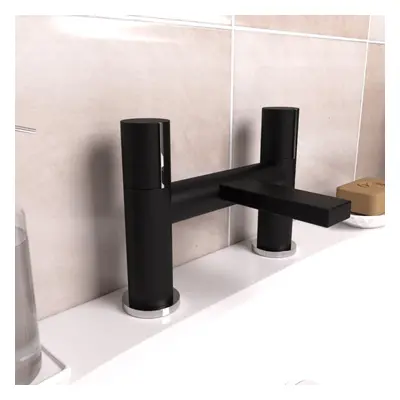 Arte Handleless Futuristic Matt Black Bath Filler Tap Deck Mounted Brass