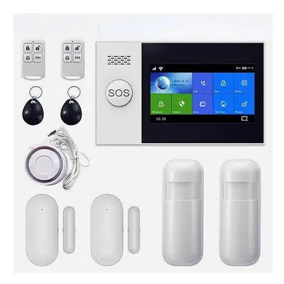 (UK Plug, Type 2) Alarm System 4.3 Inch Screen WIFI GSM GPRS Burglar Home Security With PIR Moti