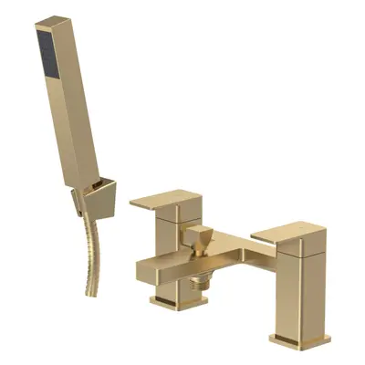 Square Bath Shower Mixer Tap with Shower Kit - Brushed Brass - Balterley