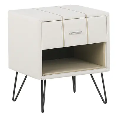 Bedside Table BETIN Faux Leather White