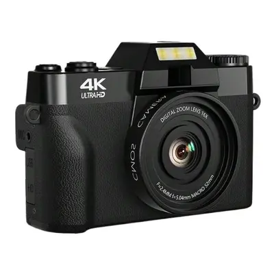 (Black) 4K 56MP Vlogging Camera for Beginners with 3.0" Flip Screen, 16X Zoom, Auto Focus, 32GB 