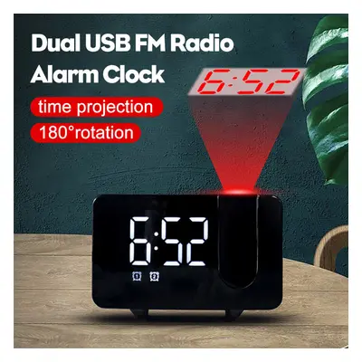 USB FM Radio Alarm Clock With Time Projection Dimmable Alarm Clock