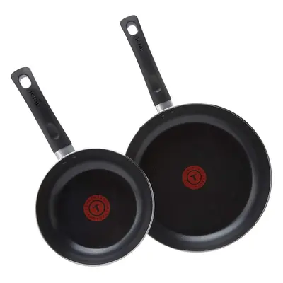 Tefal Taste Twin Pack, Aluminium Frying Pans, Pan Set, Pans cm and cm diameter, Non-Stick, Black