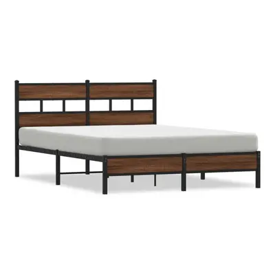 (brown oak, x cm/ with headboard & low footboard) vidaXL Metal Bed Frame without Mattress Bed Ba