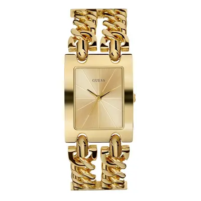 GUESS Gold-Tone Multi-Chain Bracelet Watch with Self-Adjustable Links.