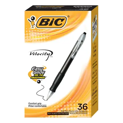 BIC Velocity Retractable Ball Pen Medium Point (1.0mm) Black 36-Count