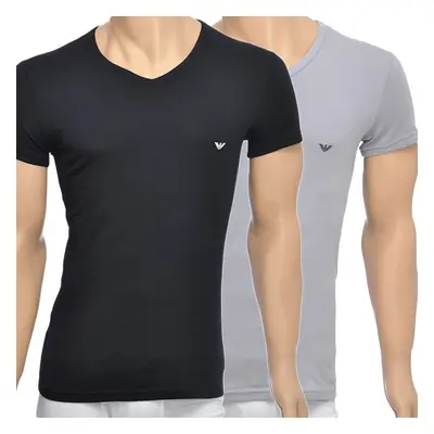 (XL) Bodywear 2-Pack Stretch Cotton V-Neck T-shirt, Black/Grey