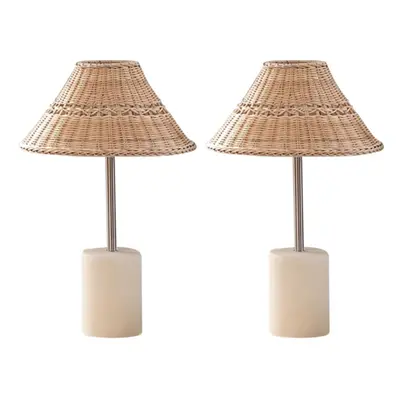 Set of Keho - Rattan Table Lamps with Stone Base