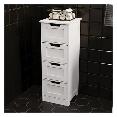 (White) Priano Drawer Freestanding Storage Bathroom Unit