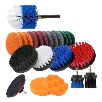 23Pcs Electric Drill Brush Set Multifunctional Car Wash Brush Porcelain Room Cleaning Set with E