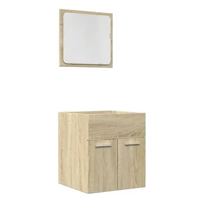 vidaXL Bathroom Furniture Set Piece Sink Cabinet Sonoma Oak Engineered Wood