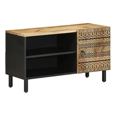 vidaXL TV Cabinet TV Stand TV Unit Media Cabinet Black Solid Rough Wood Mango