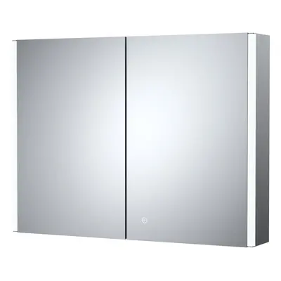 Rectangular Door Touch Sensor Mirror Cabinet with Shelves, Demister & Shaver Socket, 800mm - Whi