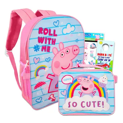 Peppa Pig Backpack Lunch Box Set For Kids Toddlers ~ Pc Bundle With Peppa Pig School Bag Lunch B