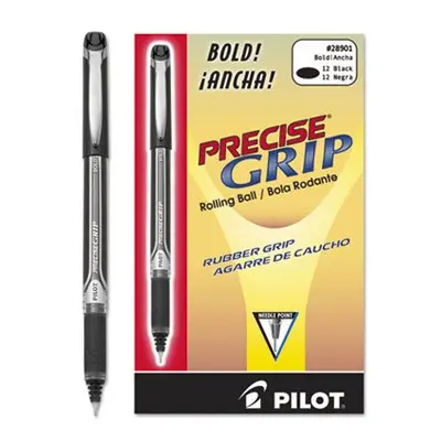 Pilot Rollerball Pen Bold Point Rubber Grip BK Barrel/Ink (28901) Sold individually