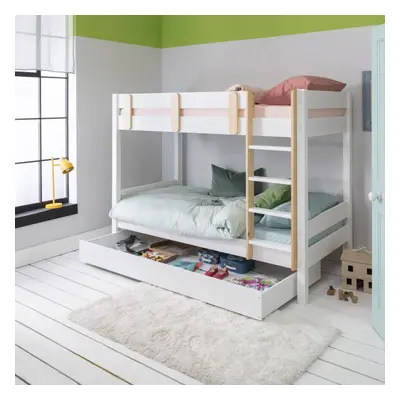 (Una Bunk Bed with Olaf pull out Trundle in Classic White & Natural Pine ) Una Bunk Bed Contempo