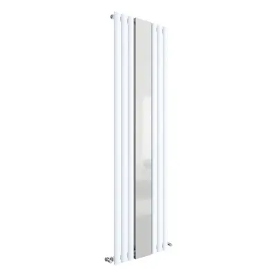 Vertical Single Panel Radiator with Mirror - 1800mm x 499mm - BTU - Gloss White