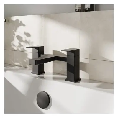 Square Deck Mounted Bath Filler Tap - Matt Black - Balterley