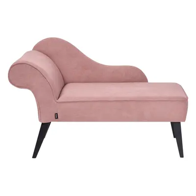 Left Hand Fabric Chaise Lounge Pink BIARRITZ