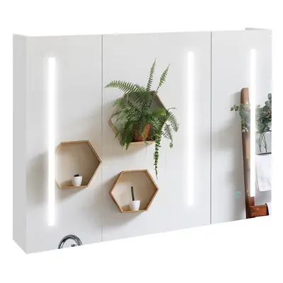 kleankin Wall Mounted Bathroom Storage Cupboard with Light, Mirror and Shelf