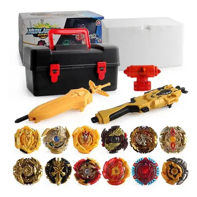 (Black Box) 12PCS Beyblade Gold Burst Set With Launcher+Box