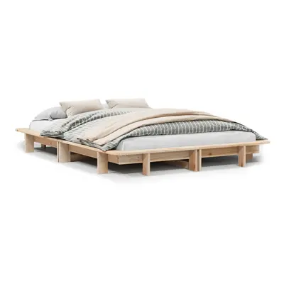 (natural, x cm) vidaXL Bed Frame Home Bedstead Bed Base Mattress Foundation Solid Wood Pine