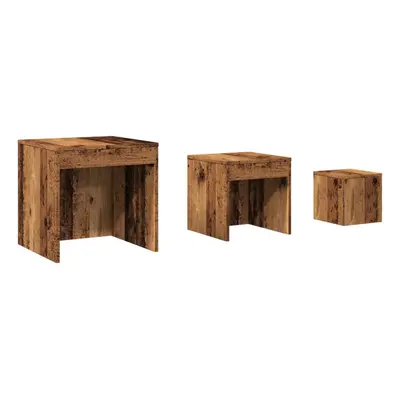 (old wood) vidaXL Nesting Tables Living Room Side Table End Table pcs Engineered Wood